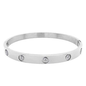 Love Cubic Zirconia Bracelet Hinged Cuff Women's Bracelet